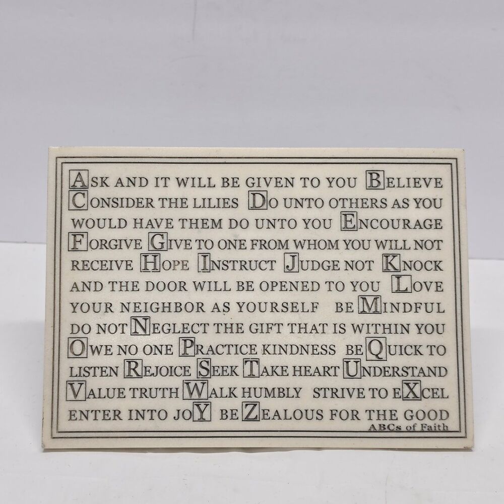 Abcs ABC'S Alphabet of Faith Marble Plaque Stand Up Sign Wall Decor R.Stewart 06